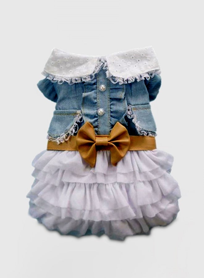 فستان زفاف للكلب أزرق/أبيض/بيج - Image 1