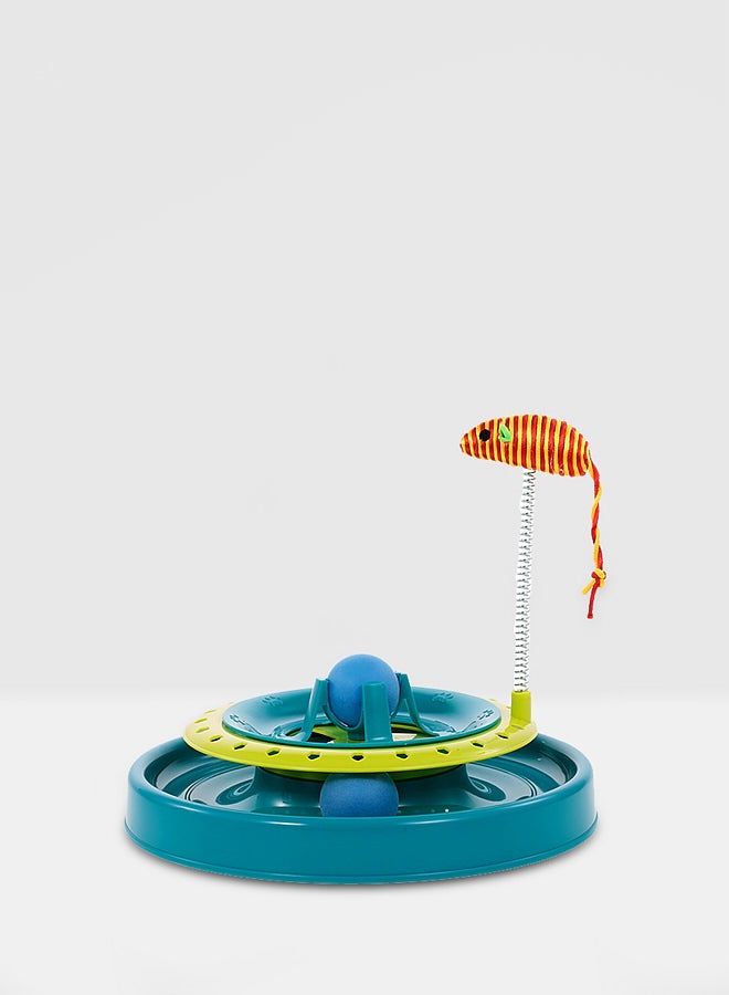 Cat Track Toy With Spring Mouse Interactive Moving Ball Plate For Kitten Blue 366grams