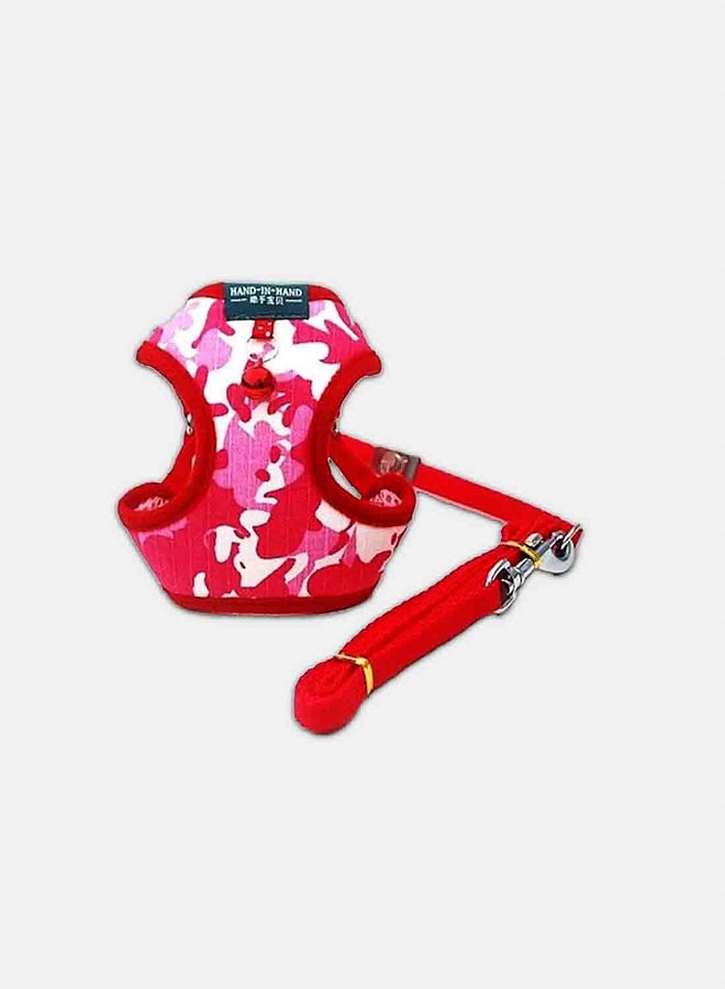 Generic Adjustable Nylon Pet Harness With Lead Red  - Image 1