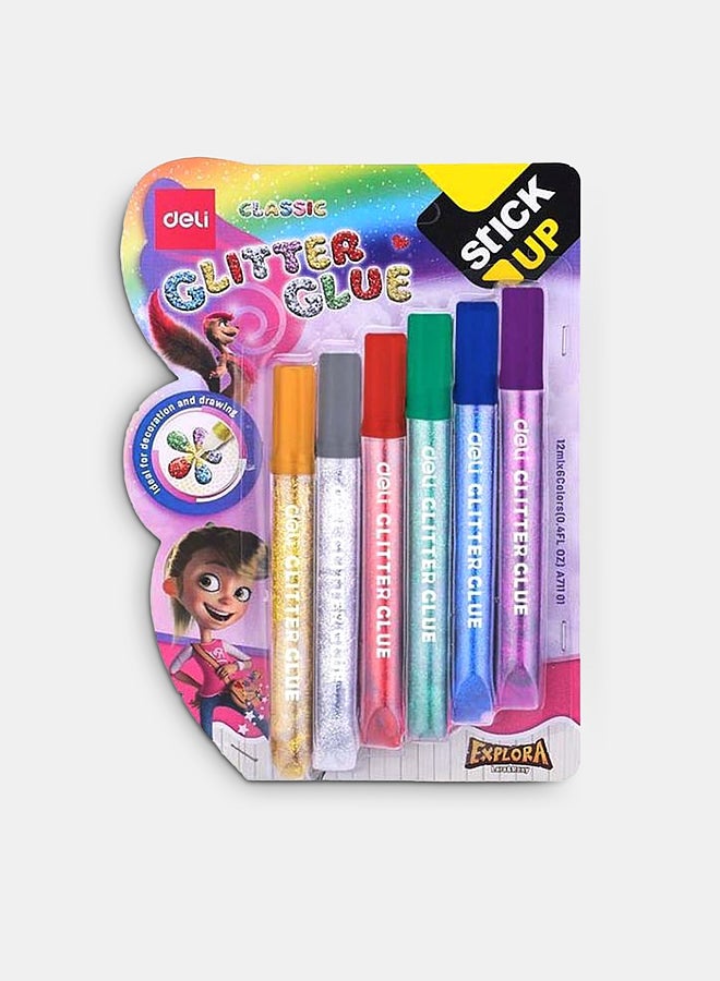 ديلي عبوة من 6 قطع صمغ كلاسيك جليتر متعدد الألوان