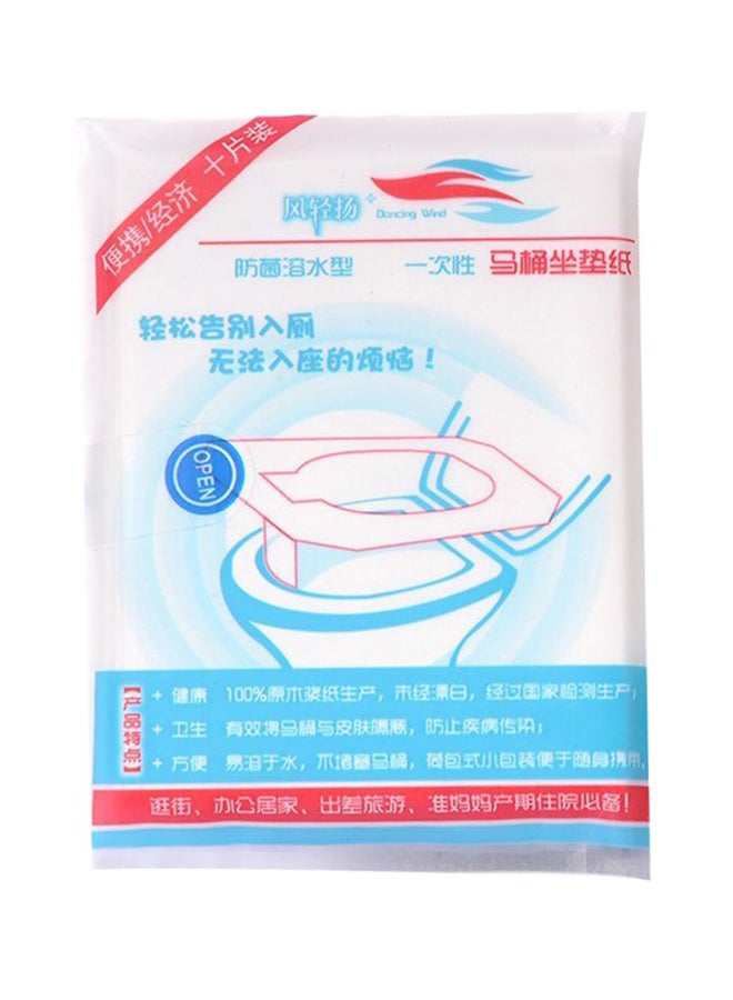 10-Piece Disposable Toilet Seat Cover Paper White 46.5 x 38.5centimeter - Image 1