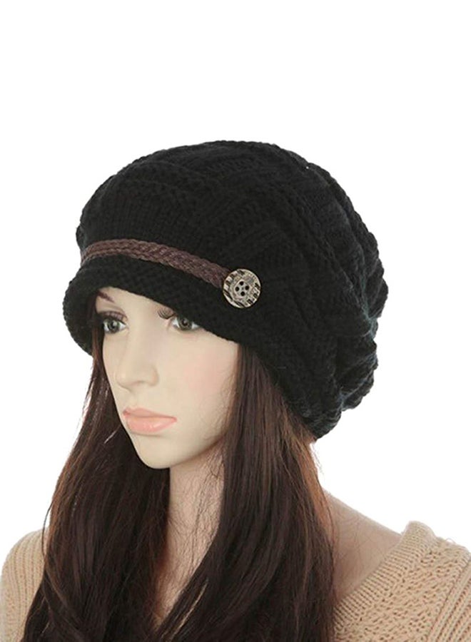 Warm Rageared Knit Crochet Winter Beanie Black  - Image 2