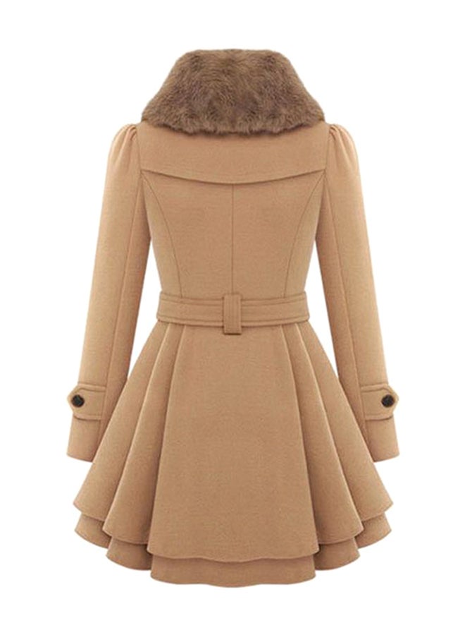 Tunic Style Casual Thick Coat Brown - Image 2