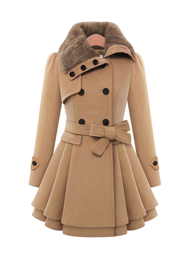 Tunic Style Casual Thick Coat Brown - Image 1