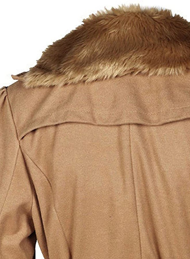 Tunic Style Casual Thick Coat Brown - Image 3