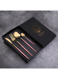 Sunhome 4-Piece Stainless Steel Cutlery Set Pink/Gold 220mm  - Image 2