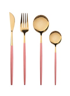 Sunhome 4-Piece Stainless Steel Cutlery Set Pink/Gold 220mm  - Image 1