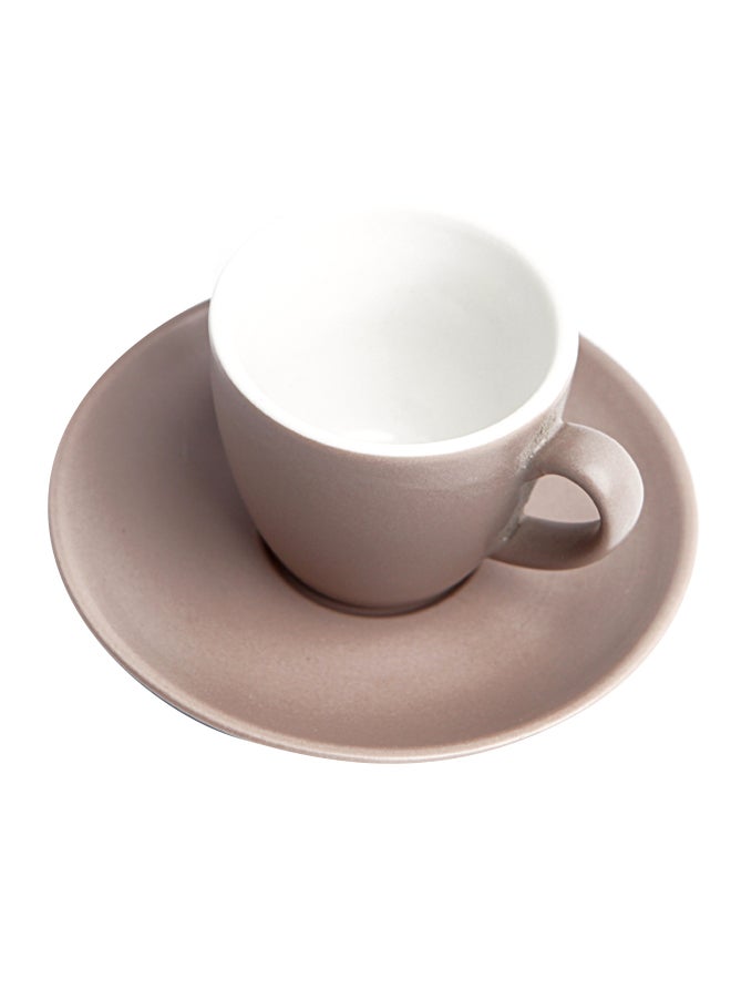 Shuer 100CC Ceramic Coffee Cup And Saucer Set Grey 11.7x11.7x1.8centimeter - Image 1