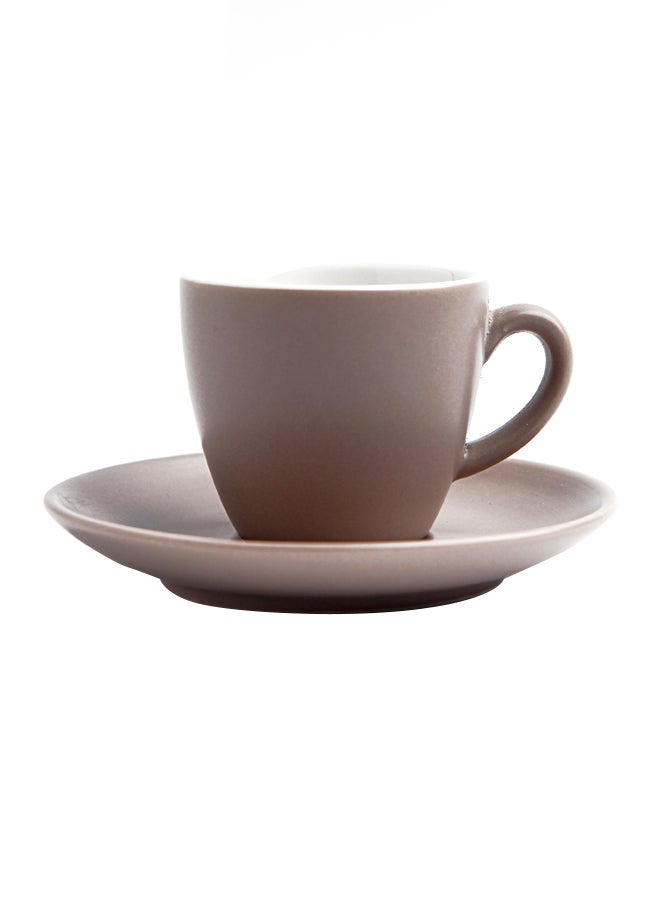 Shuer 100CC Ceramic Coffee Cup And Saucer Set Grey 11.7x11.7x1.8centimeter - Image 2