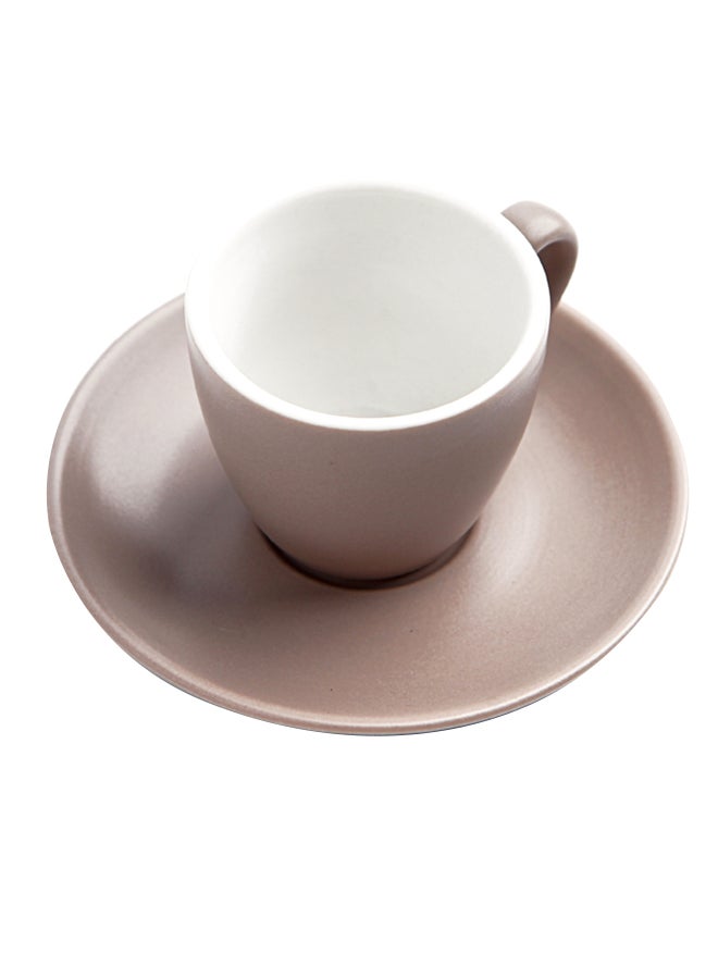 Shuer 100CC Ceramic Coffee Cup And Saucer Set Grey 11.7x11.7x1.8centimeter - Image 3