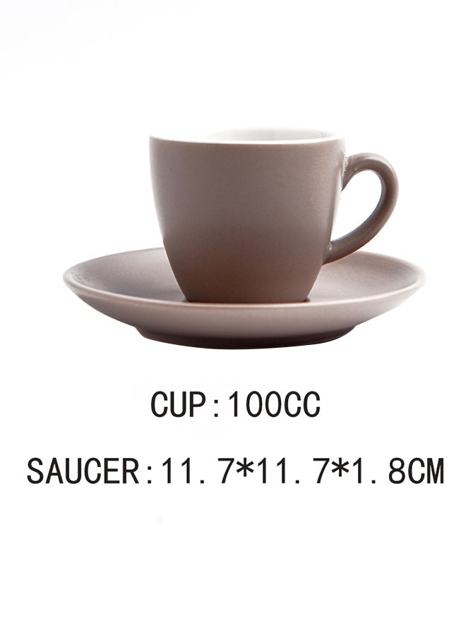 Shuer 100CC Ceramic Coffee Cup And Saucer Set Grey 11.7x11.7x1.8centimeter - Image 4