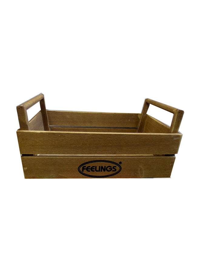 Feelings Wooden Storage Crate with Handle Box Brown 50x27x20cm  - Image 1