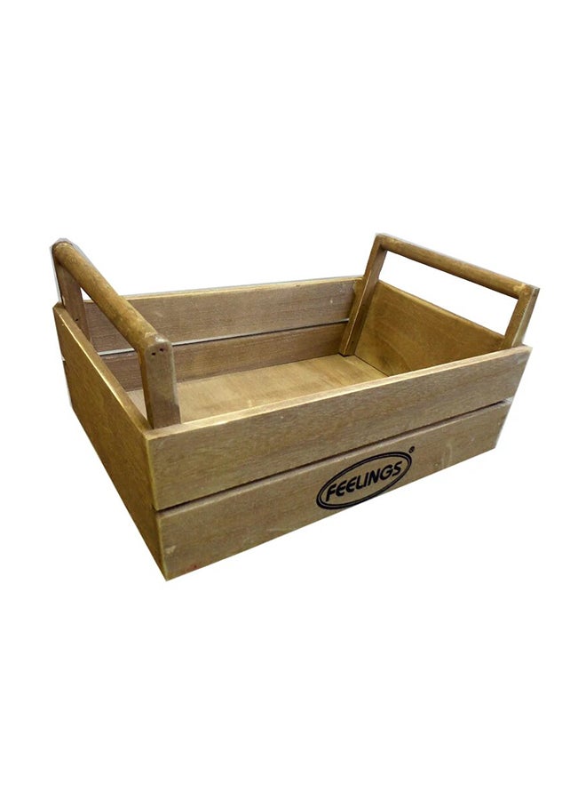 Feelings Wooden Storage Crate with Handle Box Brown 50x27x20cm  - Image 2