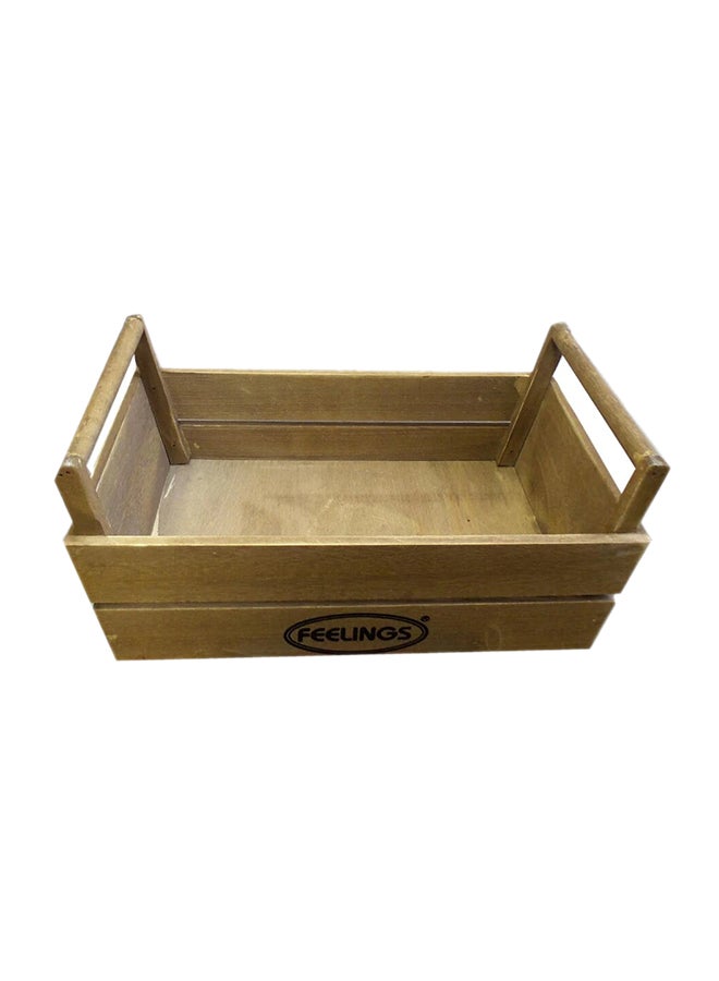 Feelings Wooden Storage Crate with Handle Box Brown 50x27x20cm  - Image 3