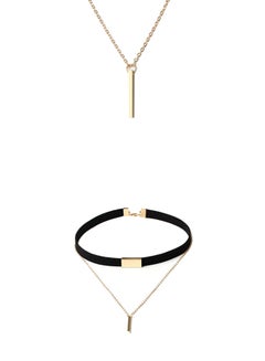Bluelans Faux Suede Polished Bar Pendant Choker Necklace  - Image 2