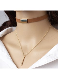 Bluelans Faux Suede Polished Bar Pendant Choker Necklace  - Image 3
