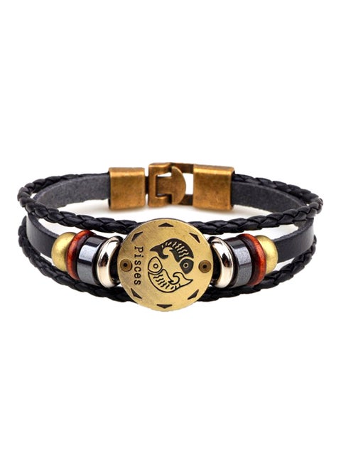 Braided Leather Rope Pisces Bracelet