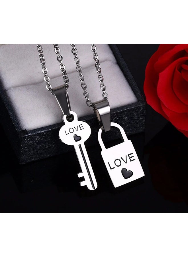 QiaoKai - Love Lock Key Pendant Necklace - Image 1