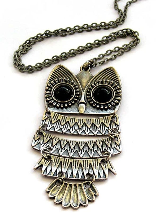 Acrylic Bronze Owl Pendant Necklace  - Image 2