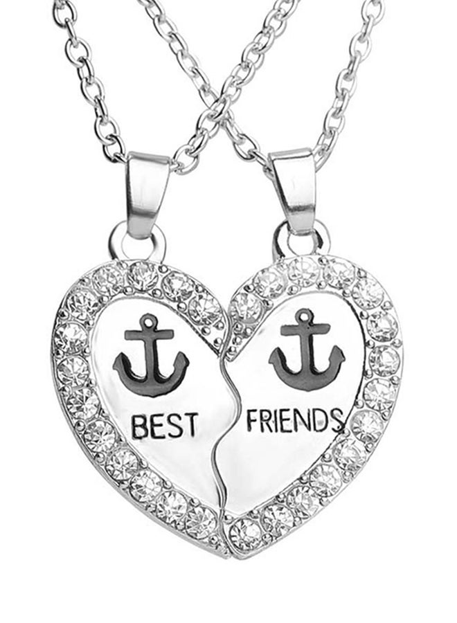 QiaoKai 2-Piece Silver Plated Best Friend Pendant Necklace  - Image 1