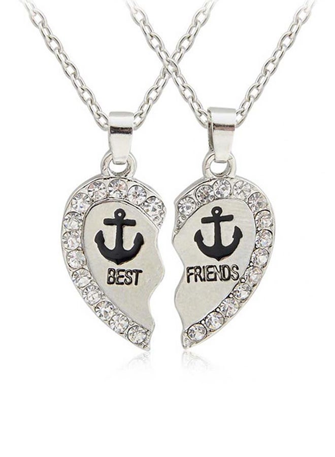 QiaoKai 2-Piece Silver Plated Best Friend Pendant Necklace  - Image 2