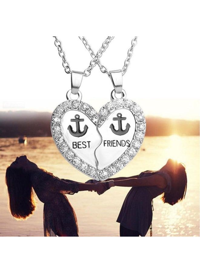 QiaoKai 2-Piece Silver Plated Best Friend Pendant Necklace  - Image 4