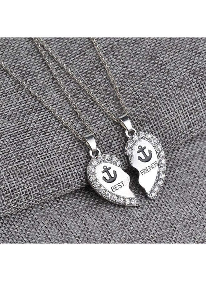 QiaoKai 2-Piece Silver Plated Best Friend Pendant Necklace  - Image 3