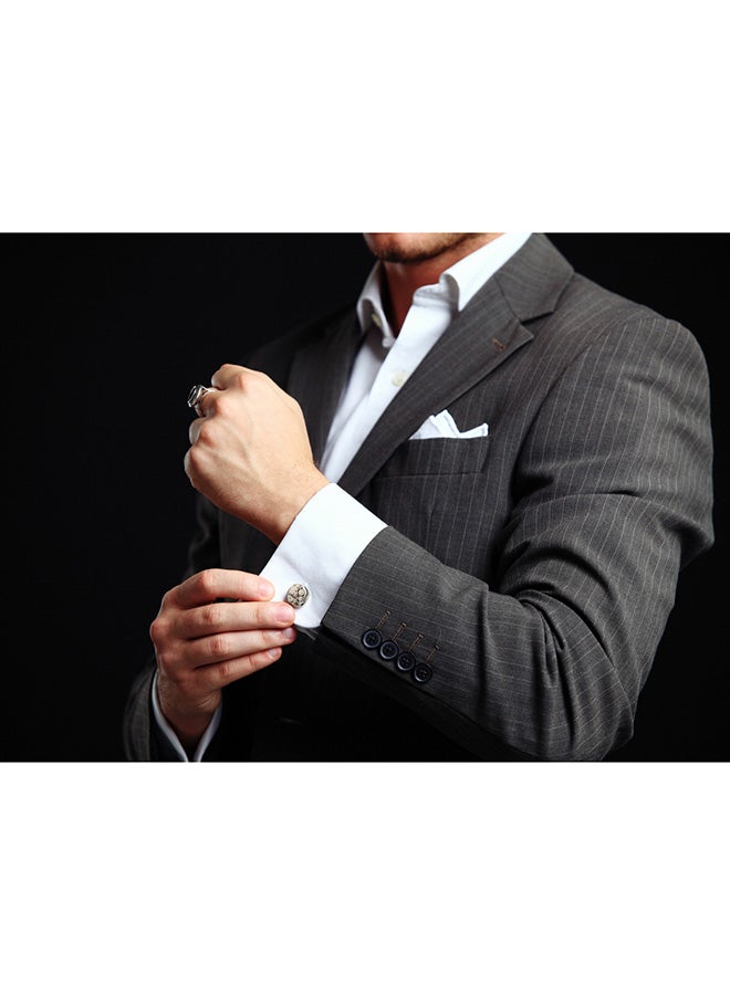 Generic - White Gold Retro Mechanical Watch Design Cufflinks - Image 1