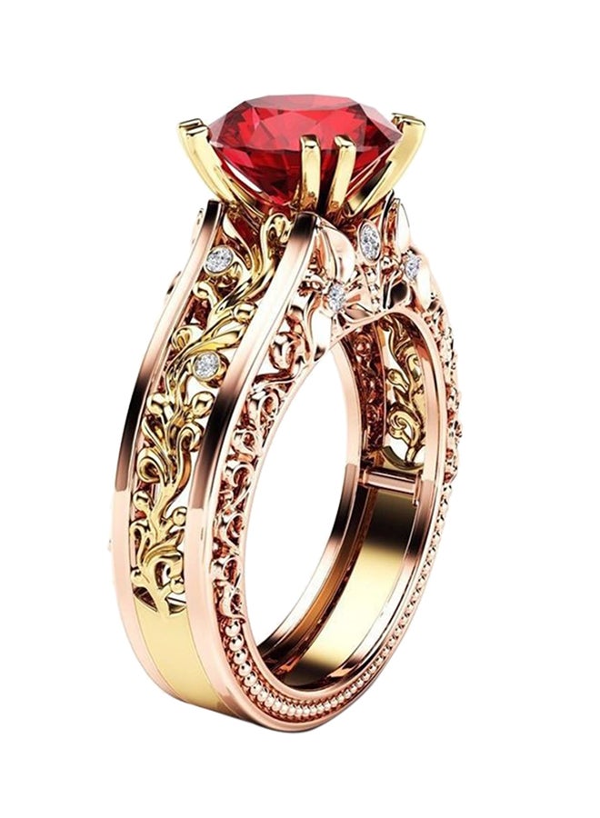 Stone Embellished Round Cut Topaz CZ Ring  - Image 2