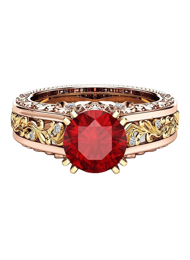 Stone Embellished Round Cut Topaz CZ Ring  - Image 1