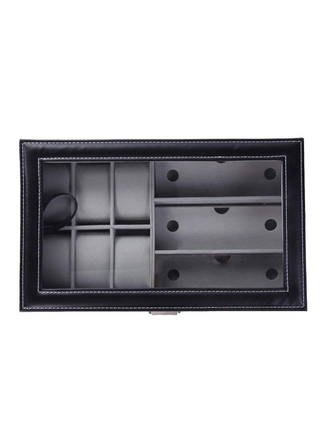 سايك صندوق تخزين من الجلد مكون من 6 أقسام للساعات و3 أقسام للنظارات - Image 3