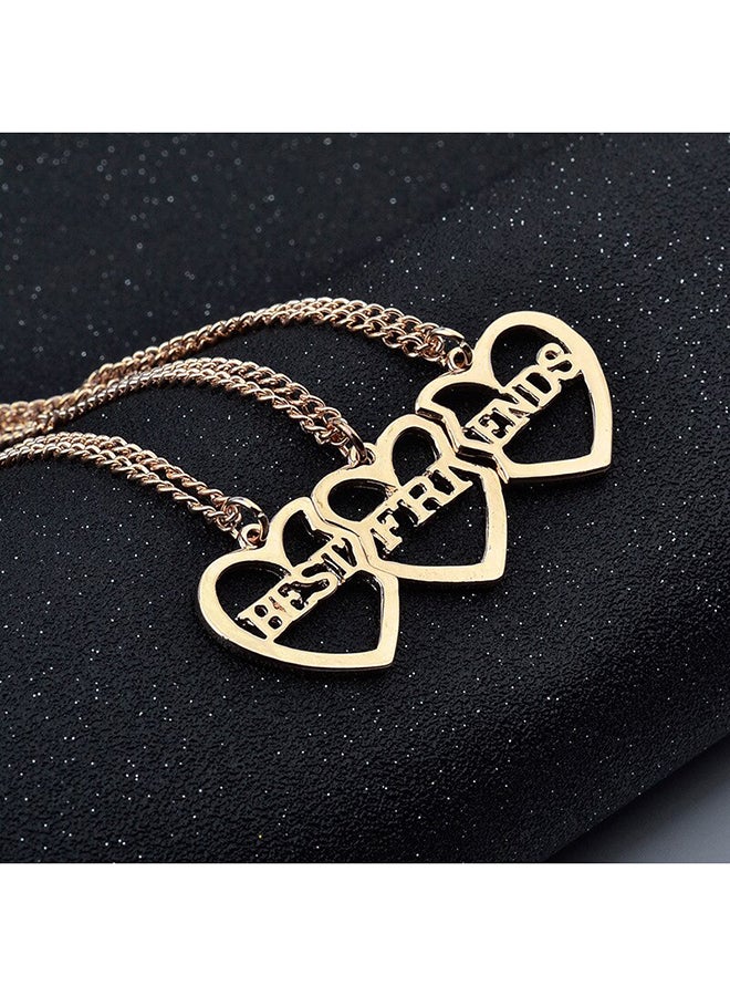Generic Set Of 3 Best Friends Letter Filigree Trio Heart Puzzle Pendant Chain Necklace  - Image 2