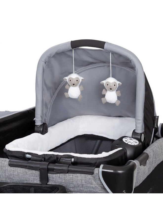 babytrend - 2-In-1 Removable Musical Vibration Rocker Bassinet Nursery Center For Twins With Canopy And Carry Handles - Image 1