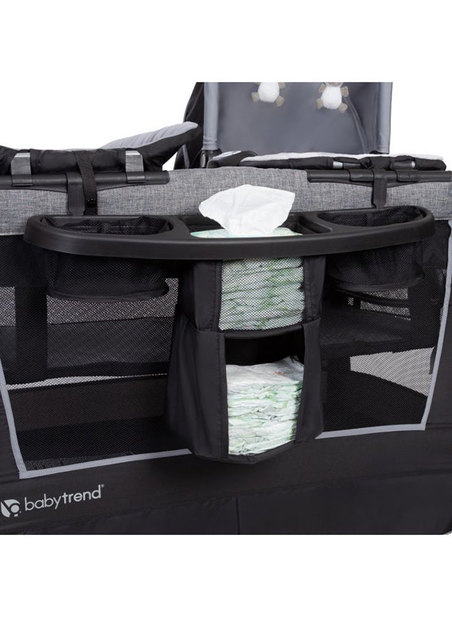 babytrend - 2-In-1 Removable Musical Vibration Rocker Bassinet Nursery Center For Twins With Canopy And Carry Handles - Image 1