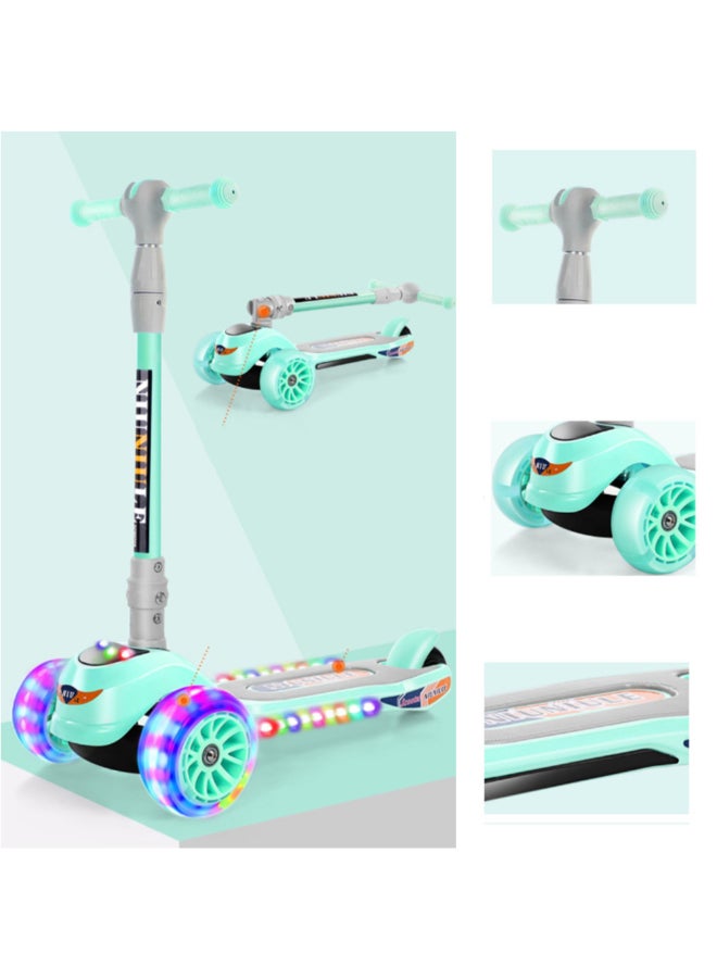 Cool Baby 3-Wheel Kick Board Scooter With Light And Music Green - Image 2