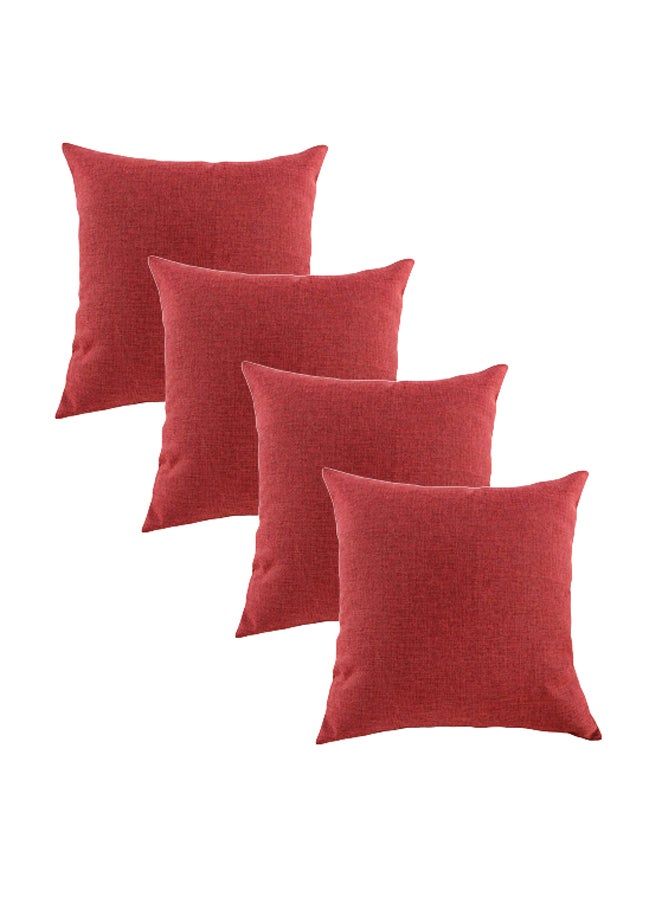 REGAL IN HOUSE 4-Piece Solid Pattern Decorative Pillow linen Red 65 x 65cm  - Image 2