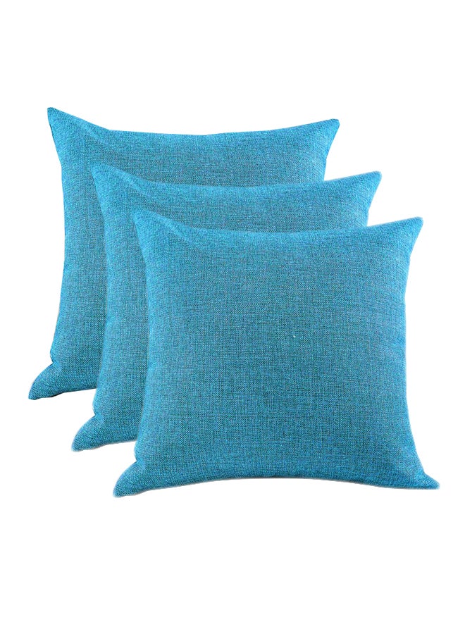 REGAL IN HOUSE - 3-Piece Solid Pattern Decorative Pillow linen Turquoise 30 x 30cm - Image 1