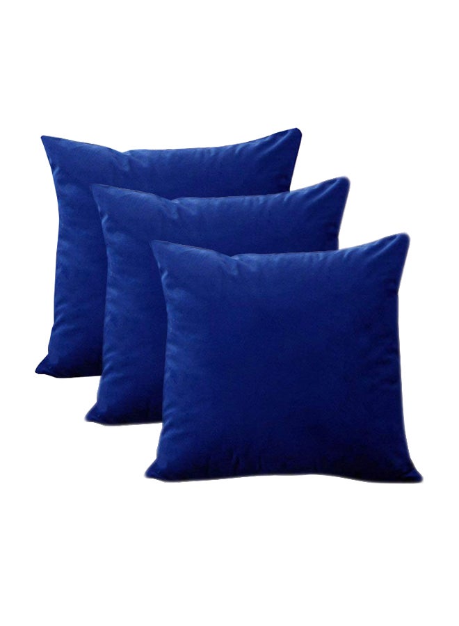 REGAL IN HOUSE 3-Piece Solid Pattern Decorative Pillow velvet Blue 40 x 40cm  - Image 2