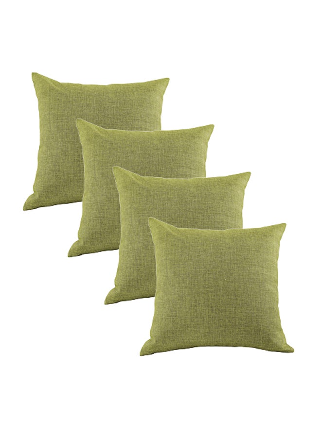 REGAL IN HOUSE - 4-Piece Solid Pattern Decorative Pillow linen Lime Green 25 x 25cm - Image 1