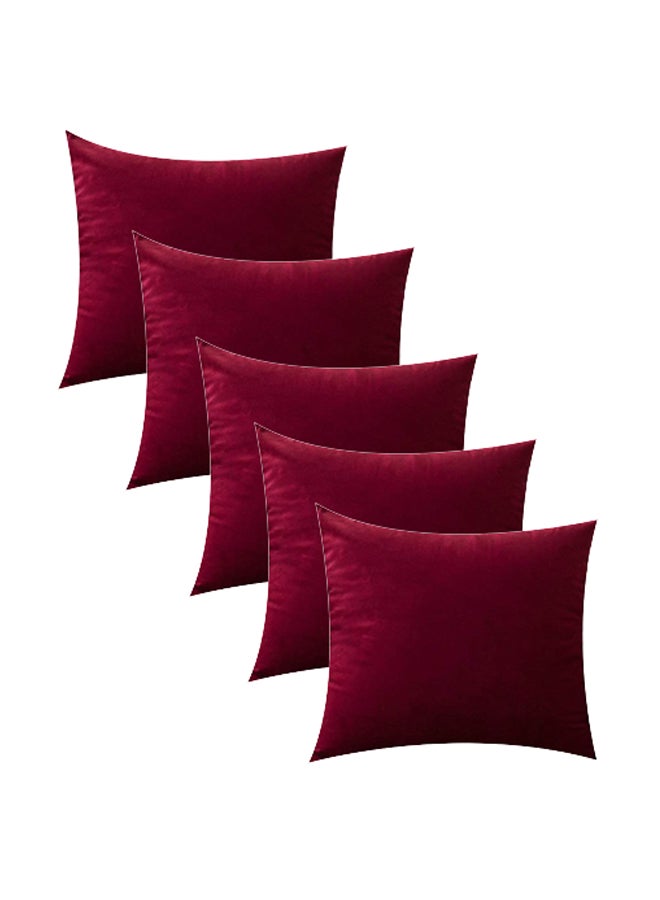 ريغال إن هاوس مجموعة وسائد زينة بنمط تصميم سادة velvet أحمر 45x45سم - Image 2
