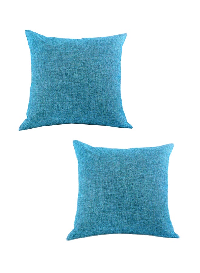 REGAL IN HOUSE 2-Piece Solid Pattern Decorative Pillow linen Turquoise 25 x 25cm  - Image 2