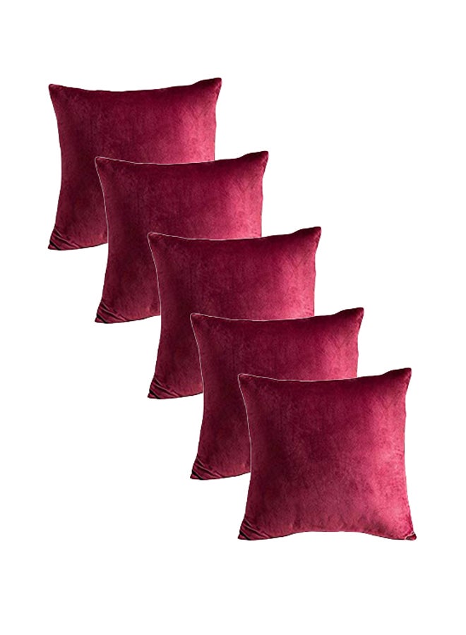 ريغال إن هاوس مجموعة وسائد زينة بنمط تصميم سادة velvet كستنائي 45x45سم - Image 3