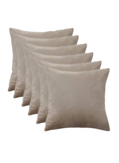 REGAL IN HOUSE 6-Piece Solid Pattern Decorative Pillow velvet Grey 65 x 65cm  - Image 3