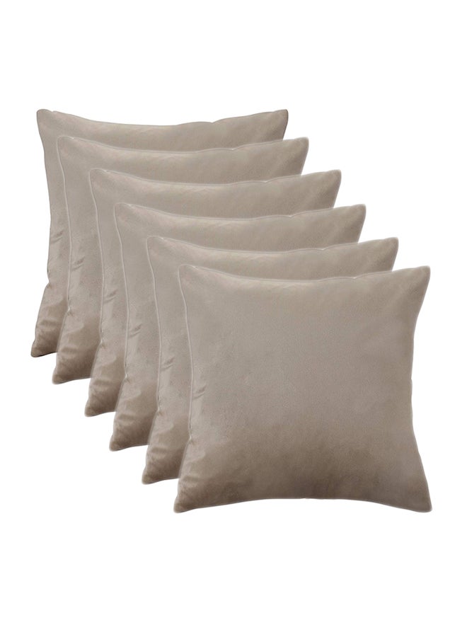 REGAL IN HOUSE - 6-Piece Solid Pattern Decorative Pillow velvet Grey 65 x 65cm - Image 1