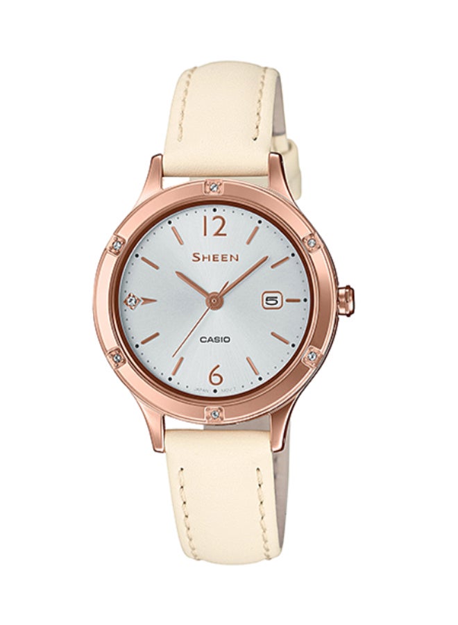 ساعة يد كوارتز بعقارب بتصميم عصري طراز SHE-4533PGL-7AUDF للنساء