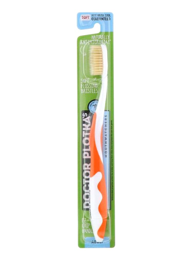 Doctor Plotka's Naturally Mouthwatcher Antimicrobial Toothbrush Orange/White/Beige - Image 1