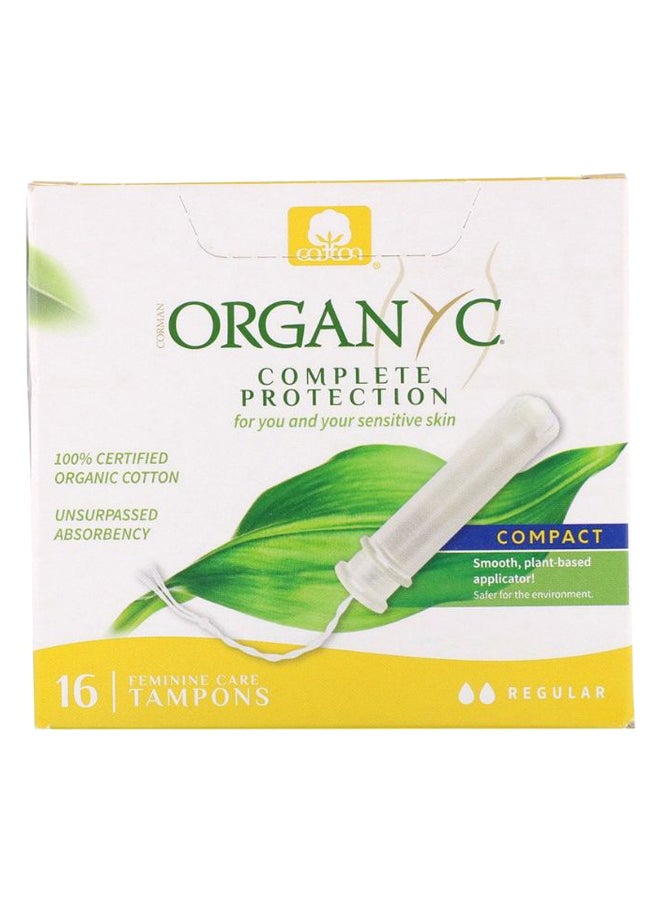ORGANYC Pack Of 16 Organic Compact Regular Absorbency Tampons White - Image 1