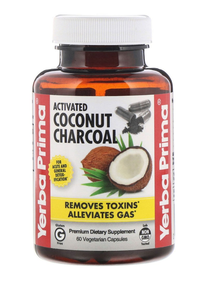 Yerba Prima Activated Coconut Charcoal - 60 Vegetarian Capsules
