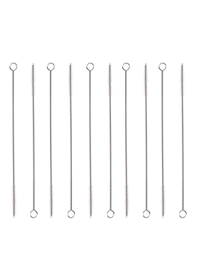 10 قطع فرش لتنظيف ماصة الشُرب من الستانلس ستيل فضي 21Ø³Ù†ØªÙŠÙ…ØªØ± - Image 1