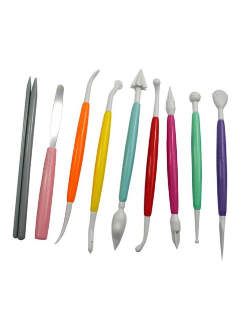10-Piece DIY Fondant Cake And Gum Paste Decorating Tool Kit Multicolour